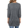 thumbnail image 5 of Horkkom 3/4 Sleeve Sweaters for Women Solid Color Crewneck Pullover Sweaters Casual Loose Sweaters with Pockets L, 5 of 6