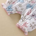 thumbnail image 6 of Baby Girl Onesies Summer Ruffle Sleeve Full Print Rabbit Flat Corner Cotton Bunny Jumpsuit Cartoon Baby Rompers White, 6 of 7