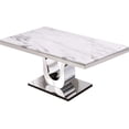 thumbnail image 3 of White Marble 7 piece Dining Set with Silver Stainless Steel Base, 3 of 6