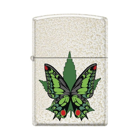 Zippo Lighter - Personalized Custom Message Engraved on Back for Leaf Designs Windproof Zippo Lighter (Leaf Butterfly #Z6023)