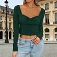 thumbnail image 3 of Long Sleeve Shirts for Women Y2k Sweetheart Neck Pleated Bustier Shirt Slim Fit Cropped Blouse Going out Tops, 3 of 5