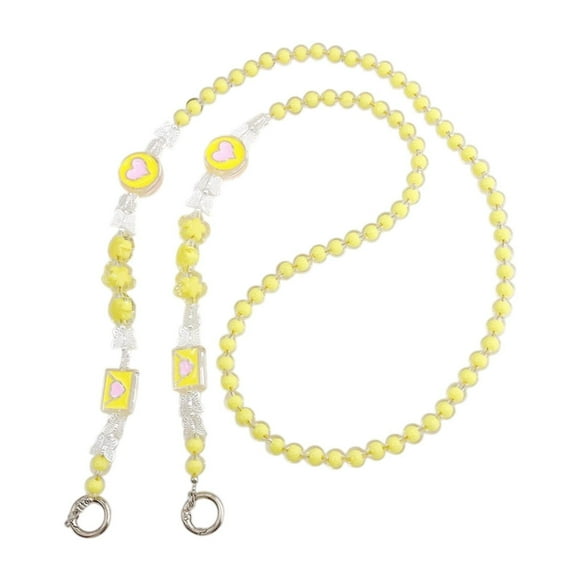 Cordón de cuentas para teléfono, pulsera de 120 cm de largo, ideal para fiestas, viajes y mochilas. Amarillo