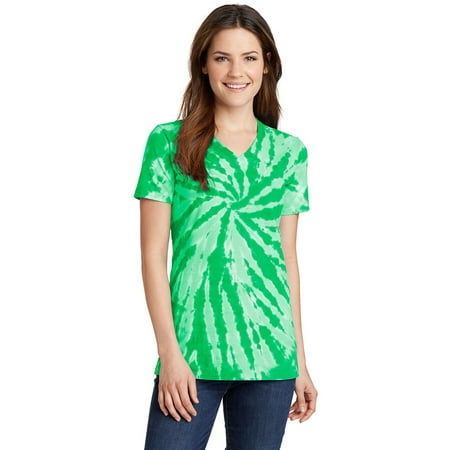Hot Pink Tie Dye - Port & Company Ladies Tie-Dye V-Neck Tee