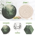 thumbnail image 4 of Yayeee 6 PCS Drink Coasters with Holder Set Woven Absorbent Round Tabletop Hot Pad, Green Forest, 4 of 7
