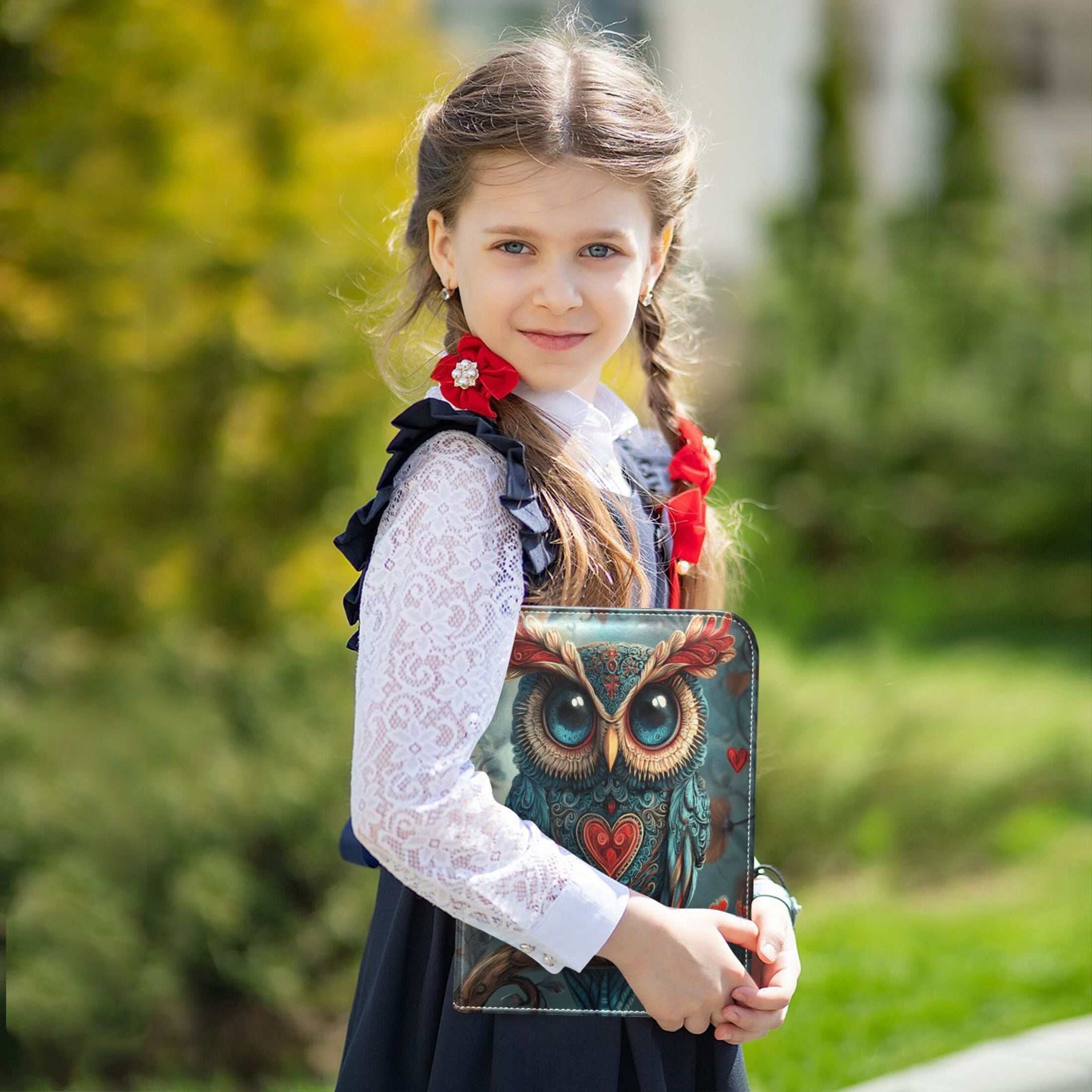 Trading Card Binder Album 400 Pockets 50 Removable 4-Pocket Pages Waterproof Valentines Owl on Tree Branch