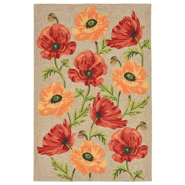 Trans Ocean RVL71227212 Raviole Coquelicots Islandais Neut Tapis&44; 7 Pi.&44; 6 Po x 9 Pi.&44; 6 Po.