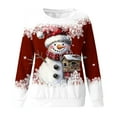 thumbnail image 3 of Women's Christmas Sweatshirts Casual Loose Xmas Snowman Printed Shirts Round Neck Long Sleeve Blouse Merry Christmas Capless Sweatshirt Pullover Top, 3 of 5