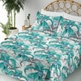 thumbnail image 3 of Ambesonne Exotics Fitted & Flat Sheet with Sham 3 Pcs Set, Dreamy Wild Flowers Jungle, Twin XL, Dark Seafoam and Champagne, 3 of 5