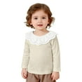 thumbnail image 2 of lnmuld Girls Tops Girls Ribbed Lace Trim Layering Tee Stretch Long Sleeve Shirt Comfortable Soft Basic Top for Toddler and Fashion Outfit Everyday Wear Size:5-6 Years, 2 of 9