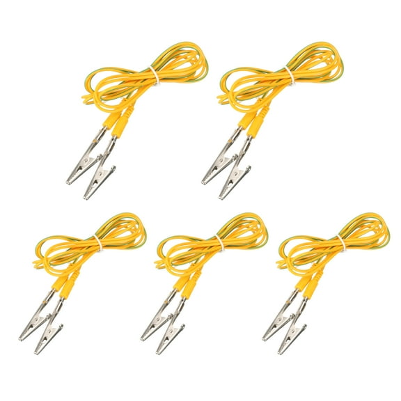 Uxcell ESD Grounding Cable Cord with Alligator Clip 180cm/70.87"for Eliminate Conductor Electrostatic,5pcs(Yellow,Green)