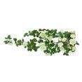 thumbnail image 3 of Guirnalda de rosas artificiales, simulación de flores, vid, decoración floral, colgante de pared, plástico, flor falsa, ratán, blanco Methold HA8441-01B, 3 of 6