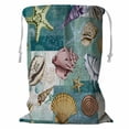 thumbnail image 1 of Cesta de almacenamiento ABPHQTO Bolsa de lavandería con cordón 45x60 cm Patrón de capas de colores con conchas marinas Corales y estrellas de mar, 1 of 3