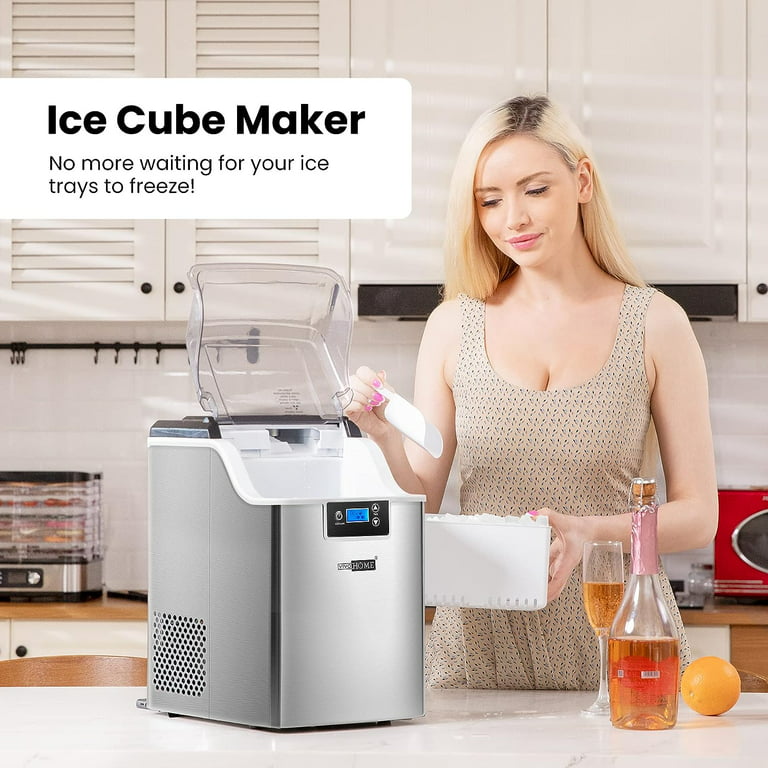 VIVOHOME Countertop Ice Maker,Self-Cleaning Portable Ice Maker Machine with  ETL,26Lbs/24H with Ice Scoop for Home/Kitchen/Party,Silver 