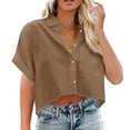 thumbnail image 2 of Birdeem Blouses pour Femmes Chemises Courtes à Manches Courtes Décontractées avec Poche Poitrine, 2 of 12