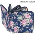 thumbnail image 4 of Colored Pencil Case- 160 Slots Pencil Holder Pen Bag Large Capacity Pencil Organizer with Handle Strap Handy Colored Pencil Box with Printing Pattern (Dark Blue Rose), 4 of 7