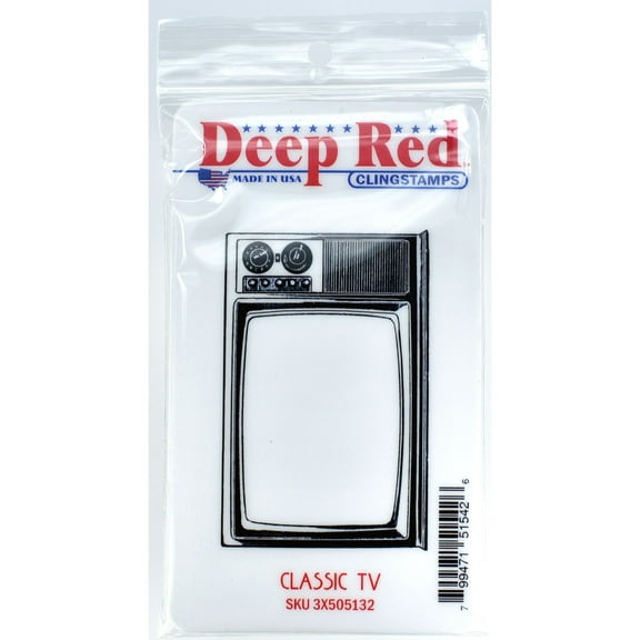 Deep Red Stamps Classic TV Rubber Cling Stamp 3.1 x 2 inches.