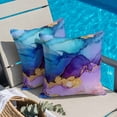 thumbnail image 4 of Marble Blue Throw Pillow Cover Gold Line Gradient Purple Modern Wavy Cotton Linen Cushion Cover Throw Pillow Case with Invisible Zipper for Couch Sofa Bed Chair Car 26x26 Inch, 4 of 9