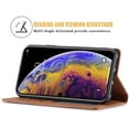thumbnail image 4 of Premium PU Leather Flip Folio Case for iPhone XR, Protective Case with Kickstand Card Slot Holder Hidden Magnetic Closure Shockproof Wallet Cover for iPhone XR - Brown, 4 of 7