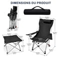 thumbnail image 3 of Chaise de Camping Inclinable 3 en 1, Chaise Longue de Camping Extérieure avec Dossier Réglable pour Adultes, Chaise Pliante et Table d'Appoint, Coussin Amovible, 3 of 8