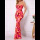 thumbnail image 5 of Vestido Maxi Ajustado de Verano para Mujer, Informal, con Tirantes Finos, Sin Mangas, Espalda Descubierta, Abertura Alta, . Rojo L, 5 of 8