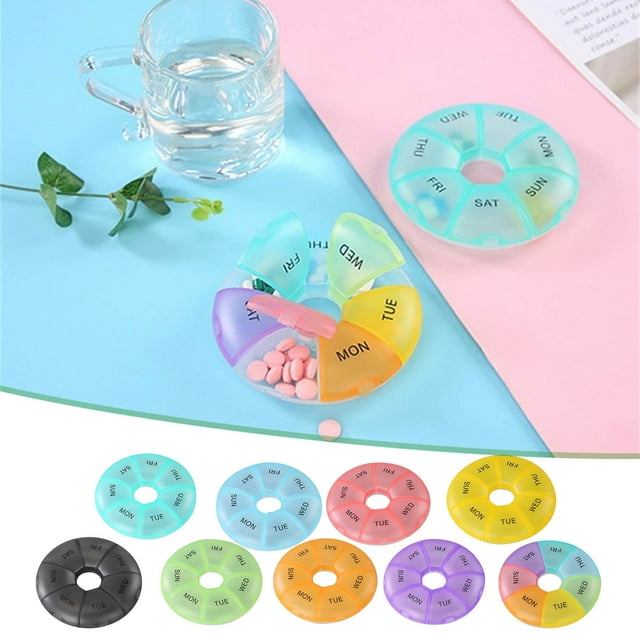 Vaidha 7-Sided Portable Box Planner Small Case (Seven Day Weekly Container) Medication, Boxes Organizer Pillbox Dispenser Organizer