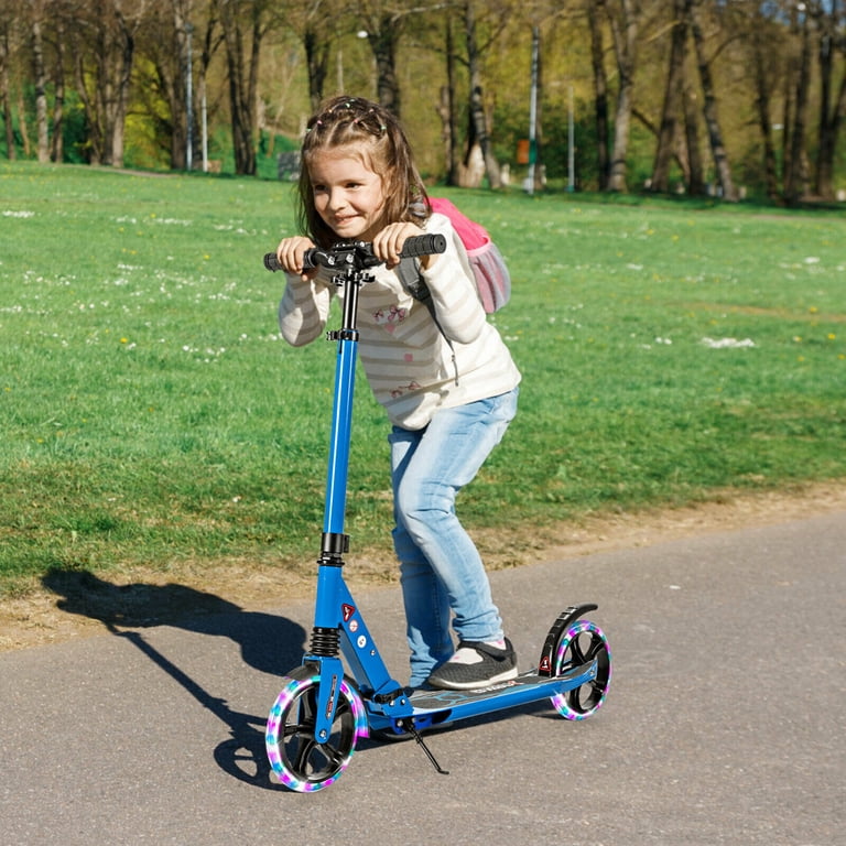 Gymax Aluminum Folding Kick Scooter w/LED Wheels Shoulder Strap