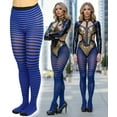 thumbnail image 4 of ToBeInStyle Women's Colorful Opaque Striped Tights Pantyhose Stocking Hosiery - Black/Royalblue - One Size, 4 of 7