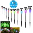 thumbnail image 2 of 10pcs Mini Solar LED Garden Lights Stainless Steel Waterproof for for Pathway Walkway Patio Yard (Colorful Light), 2 of 8