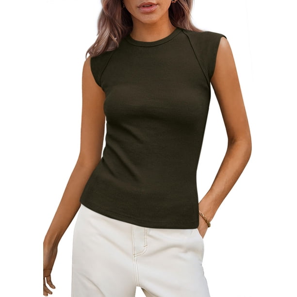 Remera PRETTYGARDEN para Mujer con Mangas Cortas Acanaladas XL