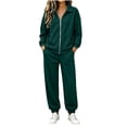 thumbnail image 2 of JOANKDMI Sweatsuit for Women 2 Piece Outfits Full Zip Up Jacket and Cuffed Joggers Pants Set Casual Athletic Lounge Tracksuits with Pockets Fall Winter Workout Wear, 2 of 8