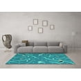 thumbnail image 3 of Ahgly Company Indoor Rectangle Abstract Turquoise Blue Contemporary Area Rugs, 8' x 10', 3 of 4