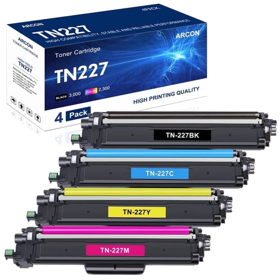 Arcon TN227 TN-227BK/C/M/Y Toner Cartridge Compatible for Brother TN-227 TN223 Toner HL-L3270CDW HL-L3210CW HL-L3230CDW HL-L3290CDW MFC-L3710CW MFC-L3750CDW MFC-L3770CDW Printer(4-Pack)