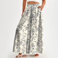 thumbnail image 2 of WTOBBY Women's Floral Print High Waist Wide Leg Palazzo Pants Casual Flowy with Pocket, Designed for Casual Outings, Weekend Getaways and Comfortable All-Day Wear,Beige L, 2 of 5