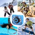 thumbnail image 5 of DEELLEEO Kids Digital Video Camera Action Sports Camera 1080P 12MP Waterproof 30M Built-in Lithium Battery with 32G TF Card and Silicone Sleeve, Gift for Children Blue, 5 of 6