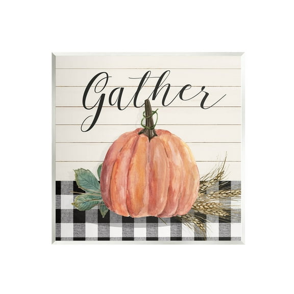 Stupell Industries Gather Seasonal Botanical Pumpkin Graphic Art Unframed Art Print Wall Art, Design by Livi Finn