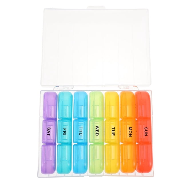 LEEYNEER 21 Compartment Pill Box Large Organizer Mini with Labels Travel Medicine Kit Boxes