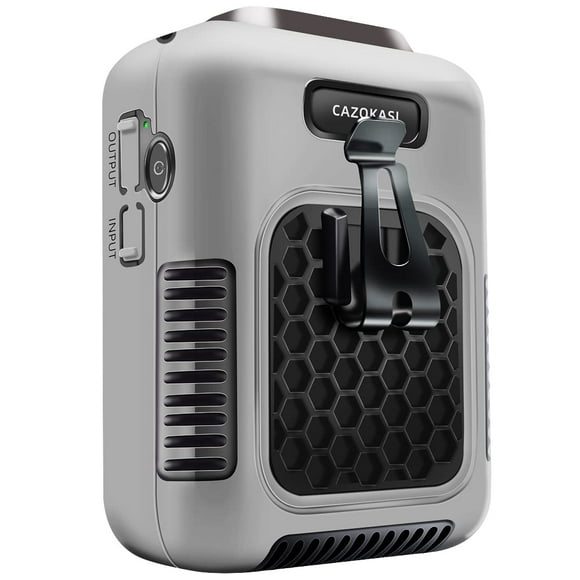 Ventilador portátil CAZOKASI 2023 con clip de cintura mejorado, gris, 6000 mAh