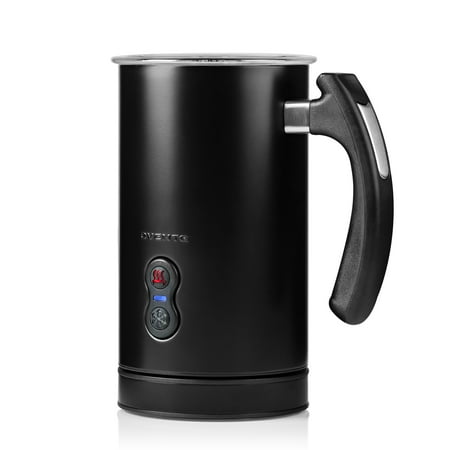 OVENTE Electric Double Wall Insulated Milk Frother, Portable Hot Cold Foam Maker, Black FR3608B