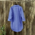thumbnail image 4 of Womens Summer Tops Casual Linen Plaid Collar Long Sleeve Retro Button Up Shirt Womens Shirts Blue L, 4 of 6
