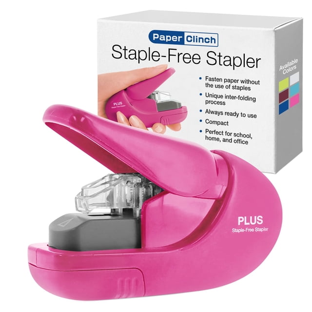 Engrapadora sin grapas PLUS Paper Clinch rosa