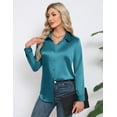thumbnail image 4 of Zeagoo Button Up Shirt Women Satin Long Sleeve Loose Office Blouses Collared Dressy Casual Business Silk Tops, 4 of 6