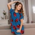 thumbnail image 3 of Gukieu Colorful Ladybird Print Women's Nightgown, A-line Round Neck Short-sleeved Nightgown Pajamas Home Wear Suitable for Home and Outing, 3 of 6