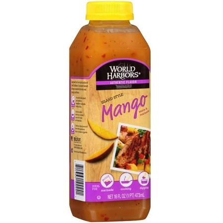 Mango Salted Sauce - World Harbors Island Mango Sauce & Marinade 16 Oz Squeeze (Pack of 6)