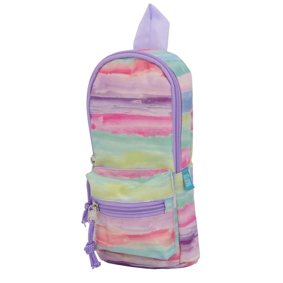 PEN+GEAR BACKPACK SHAPE 2 ZIPPER COMPARTMENTS PENCIL CASE, WATERCOLOR