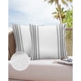 thumbnail image 6 of Pack of 2 Outdoor Pillow Covers, Colorful Stripes Grey Wood Texture White Waterproof Square Throw Pillowcase Cushion Decorative Pillow Covers for Couch Patio Tent, 18x18 in, 6 of 6