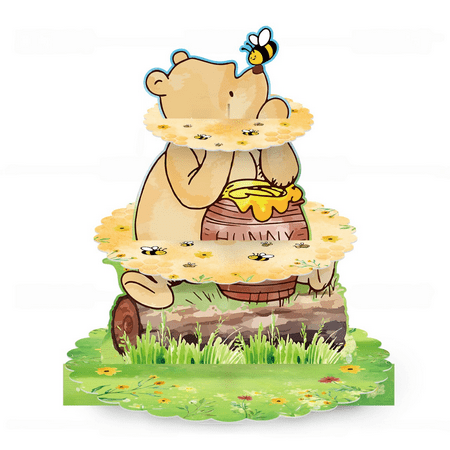 

Bear Cupcake Stand Holder 3 Tier Party Decorations Paper Material Hexagonal Shape Suitable for Birthday Party