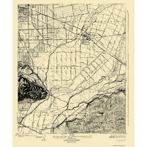 Topographical Map - El Monte California - USGS 1926 - Vintage Wall Art