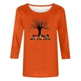 thumbnail image 3 of Womens Orange Festival T Shirt Casual 3/4 Sleeve Crewneck Tops Cute Print Tee Top Thin Fashion Clothes, 3 of 3