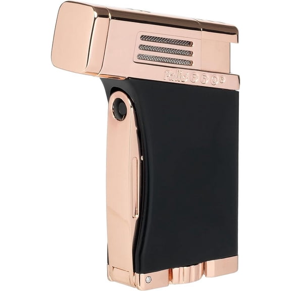 PALIO® Pro Line, Scorpius Jet Torch Cigar, Angled, Single-Jet Torch Lighter with a Fold -Out 7.5mm Punch Cutter, Black & Rose Gold