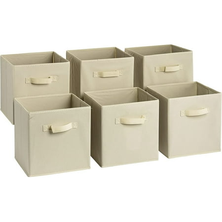 Sorbus Foldable Storage Cube Basket Bin (6pk), Beige